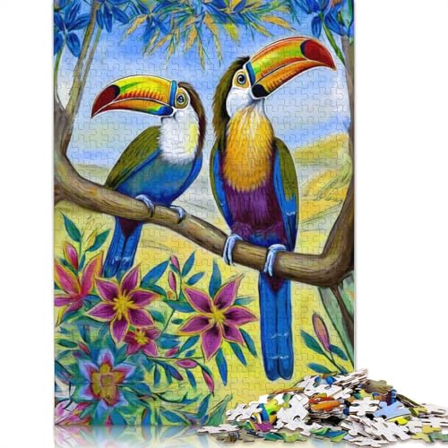 Tukane auf einem Blumenbaum-Puzzle, Dekompressionsspielzeug, rechteckiges Papierpuzzle für Kinder und Erwachsene ab 12 Jahren, Geschenke, 1000 Teile (26 x 38 cm) von LMYmoney