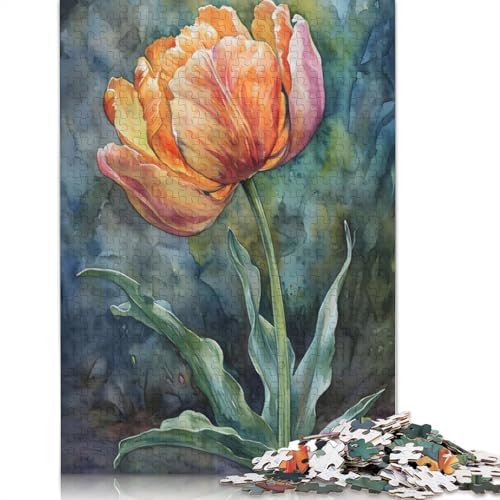 Tulpen-Malpuzzle, schwierige Herausforderung, 100 Prozent recycelter Karton, Puzzle für Erwachsene, Teenager, 1000 Teile (26 x 38 cm) von LMYmoney