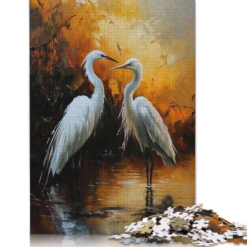 Two Herons in Pond Puzzle 1000-teilige Schwer Puzzle Spielzeug Lernspiel Impossible Herausforderung Spielzeug Für Erwachsene Und Kinder in Bewährter 1000pcs (38x26cm) von LMYmoney