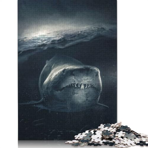 Underwater Shark Puzzle 1000-teilige Schwer Puzzle Spielzeug Lernspiel Impossible Herausforderungsspielzeug Für Erwachsene Und Kinder Ab 12 Jahren 1000pcs (38x26cm) von LMYmoney