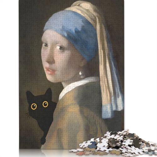 Vermeer, Mädchen mit Katze, Puzzles für Erwachsene, Familienspaß, Problemlösungspuzzles für Frauen und Männer, 1000 Teile (75 x 50 cm) von LMYmoney