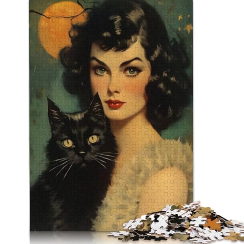 Vintage Halloween Witch Puzzle 1000-teilige Schwer Puzzle Spielzeug Lernspiel Impossible Herausforderungsspielzeug Für Erwachsene Und Kinder Ab 12 Jahren 1000pcs (75x50cm) von LMYmoney