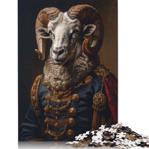 Vintage Ram Officer Puzzle, schwierige Herausforderung, 100 Prozent recycelter Karton, Puzzle für Kinder und Erwachsene, 1000 Teile (75 x 50 cm) von LMYmoney