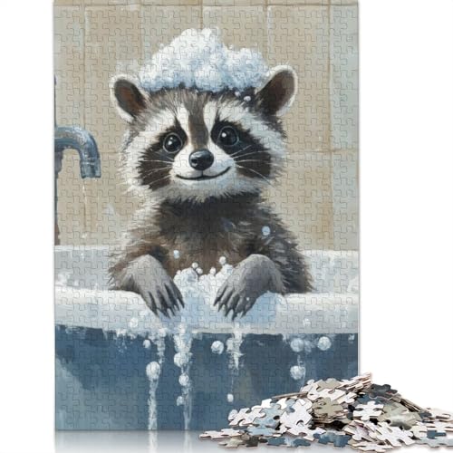 Waschbär-Badezeit-Puzzle, Denksportaufgabe, Premium-Karton-Puzzle für Kinder und Erwachsene ab 12 Jahren, 1000 Teile (26 x 38 cm) von LMYmoney