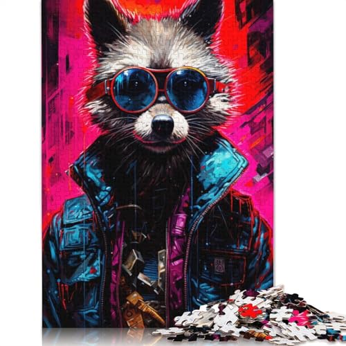 Waschbär-Puzzle im Cyberpunk-Stil, 1000 Teile für Erwachsene, kreative Spiele, Puzzlespiele für Erwachsene für Jungen oder Mädchen, 1000 Teile (75 x 50 cm) von LMYmoney