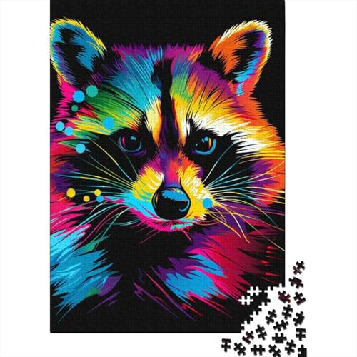 Waschbär mit Kopfhörern, 1000-teiliges Puzzle für Teenager, Geschenke, Holzpuzzle, Puzzle für Erwachsene, Lernspiele für zu Hause, DIY-Spielzeug, 1000 Teile (38 x 26 cm) von LMYmoney