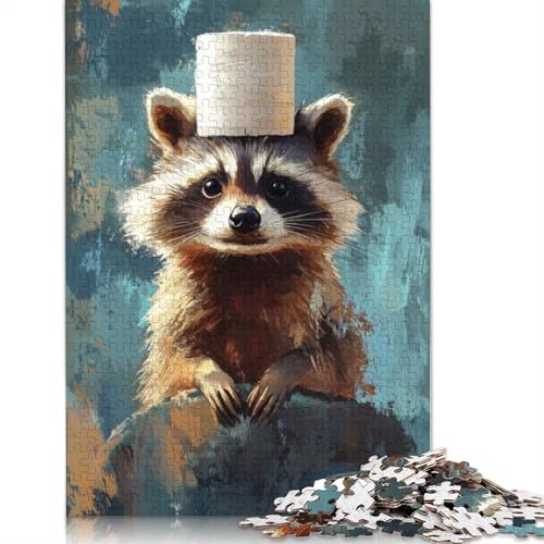 Waschbär mit Toilettenpapierhut, Puzzle für Erwachsene, kreative Spiele, Puzzle, Geschenk für Jungen oder Mädchen, 1500 Teile (85 x 57 cm) von LMYmoney