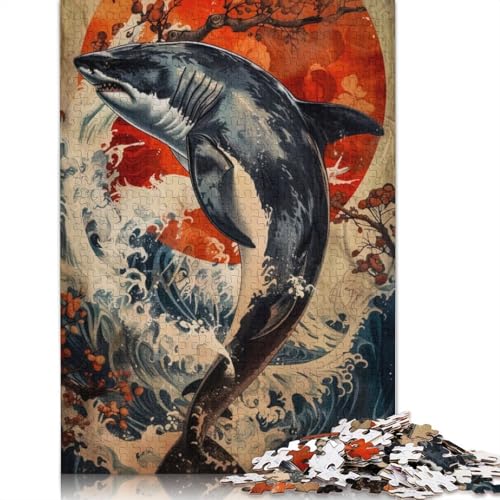 Watercolor Dolphin Animal Puzzles 1000 Teile Schwer Puzzle Spielzeug Lernspiel Impossible Herausforderung Spielzeug Für Erwachsene Kinder 1000pcs (75x50cm) von LMYmoney