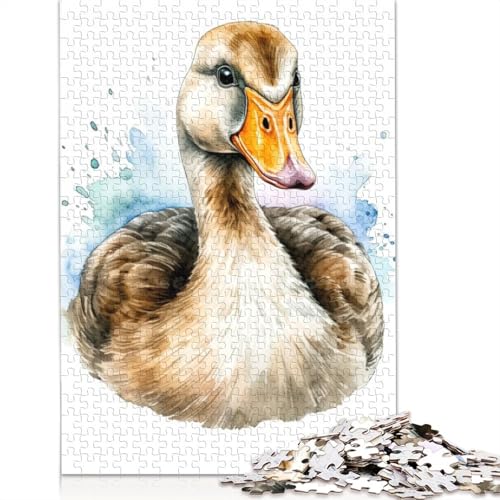 Watercolor Duck Puzzles 1000 Teile Schwer Puzzle Spielzeug Pädagogisches Spiel Impossible Herausforderungsspielzeug Für Erwachsene Kinder 1000pcs (75x50cm) von LMYmoney