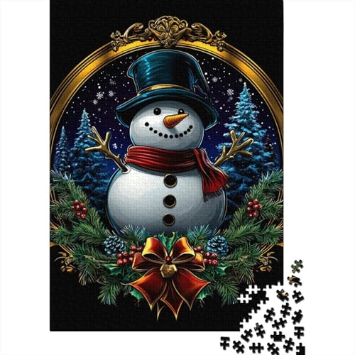 Weihnachts-Schneemann-Puzzle mit 1000 Teilen, 100 Prozent recycelte Holzplatte, Puzzlespiele für Kinder ab 12 Jahren, 1000 Teile (75 x 50 cm) von LMYmoney