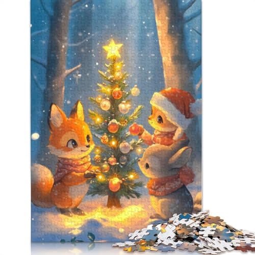 Weihnachts-Tiere-Puzzle für Erwachsene, 100% recycelte Holzplatte, Denksport-Puzzle für Frauen und Männer, 1000 Teile (75 x 50 cm) von LMYmoney