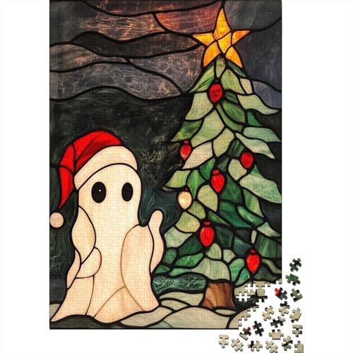 Weihnachtsgeister-Puzzle für Erwachsene, 100% recycelte Holzplatte, Denksportaufgaben für Frauen und Männer, 1000 Teile (75 x 50 cm) von LMYmoney