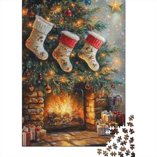 Weihnachtskamin-Puzzle für Erwachsene, Heimdekoration, Denksport-Puzzle für Kinder ab 12 Jahren, 1000 Teile (75 x 50 cm) von LMYmoney