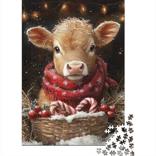 Weihnachtskuh-Puzzles für Erwachsene, Familienspaß, Problemlösungspuzzles für Frauen und Männer, 1000 Teile (75 x 50 cm) von LMYmoney