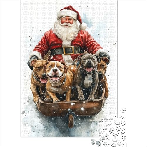 Weihnachtsmann-Aquarell, 1000-teiliges Puzzle für Erwachsene, kreative Spiele, Herren-Puzzle, Geschenke für Erwachsene Kinder, 1000 Teile (75 x 50 cm) von LMYmoney