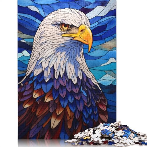 Weißkopfseeadler-Buntglas, 1500 Puzzles für Erwachsene, Lernspiel, Puzzlespiele für Erwachsene für Jungen oder Mädchen, 1500 Teile (85 x 57 cm) von LMYmoney