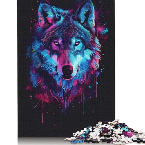 Weltraum-Astronauten-Wolf, 1000-teiliges Puzzle für Teenager, Geschenke, Holzpuzzle, Puzzle für Erwachsene, Lernspiele für Zuhause, DIY-Spielzeug, 1000 Teile (75 x 50 cm) von LMYmoney