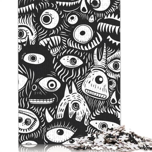 Whimsical Doodle Monster Puzzle 1000-teilige Schwer Puzzle Spielzeug Lernspiel Impossible Herausforderung Spielzeug Für Erwachsene Kinder 1000pcs (75x50cm) von LMYmoney