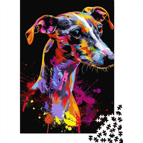 Whippet-Hunde-Kunstpuzzle für Erwachsene, 1000-teiliges Puzzle für Teenager ab 12 Jahren, 1000 Teile (38 x 26 cm) von LMYmoney