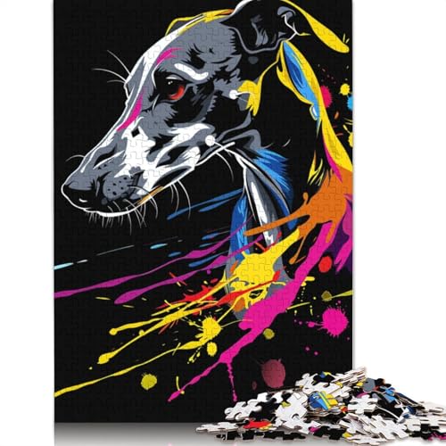 Whippet-Hunde-Kunstpuzzle für Erwachsene und Jugendliche, 1000 Teile, Holzpuzzles für Erwachsene, Puzzles für Jugendliche ab 12 Jahren, (75 x 50 cm) von LMYmoney