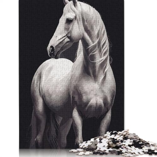 White Horse Puzzle 1000 Teile Schwer Puzzle Spielzeug Lernspiel Impossible Herausforderung Spielzeug Für Erwachsene Kinder 1000pcs (38x26cm) von LMYmoney