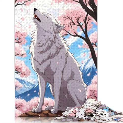 White Wolf in Cherry Blossoms Puzzle 1000 Teile Schwer Puzzle Spielzeug Lernspiel Impossible Herausforderungsspielzeug Für Erwachsene Kinder 1000pcs (40x28cm) von LMYmoney