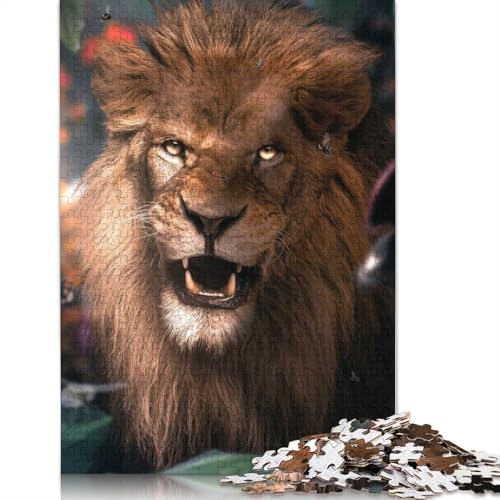 Wild Lion Puzzle 1000 Teile Schwer Puzzle Spielzeug Lernspiel Impossible Herausforderungsspielzeug Für Erwachsene Kinder 1000pcs (38x26cm) von LMYmoney