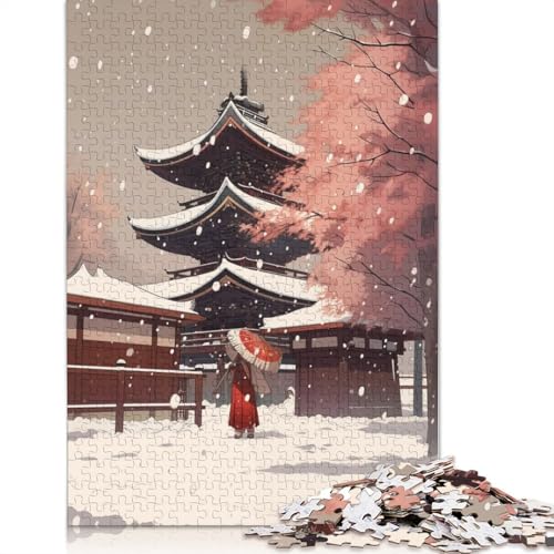 Winter in Japan Puzzle 1000-teilige Schwer Puzzle Spielzeug Lernspiel Impossible Herausforderungsspielzeug Für Erwachsene Und Kinder Ab 14 Jahren 1000pcs (75x50cm) von LMYmoney