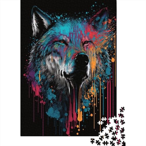 Wolf, buntes Puzzle, anpassbare Bilder, 100% recycelter Karton, Puzzle für Erwachsene und Teenager, einzigartiges Geschenk, 1000 Teile (38 x 26 cm) von LMYmoney
