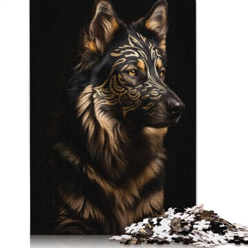 Wolf Gold Dark Animal Puzzles 1000 Teile Schwer Puzzle Spielzeug Lernspiel Impossible Herausforderung Spielzeug Für Erwachsene Und Kinder Ab 12 Jahren 1000pcs (38x26cm) von LMYmoney