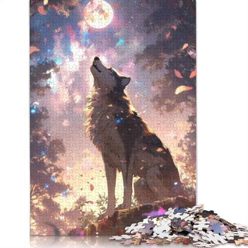 Wolf heult den Mond an, Puzzle 520 Teile für Erwachsene, kreative Spiele, Puzzlespiele für Erwachsene für Jungen oder Mädchen, 520 Teile (52 x 38 cm) von LMYmoney
