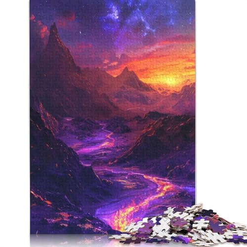 Wunderschönes Berglandschafts-Puzzle, einzigartige Heimdekoration, 100% recycelter Karton, Puzzle für Jungen oder Mädchen, 1000 Teile (75 x 50 cm) von LMYmoney