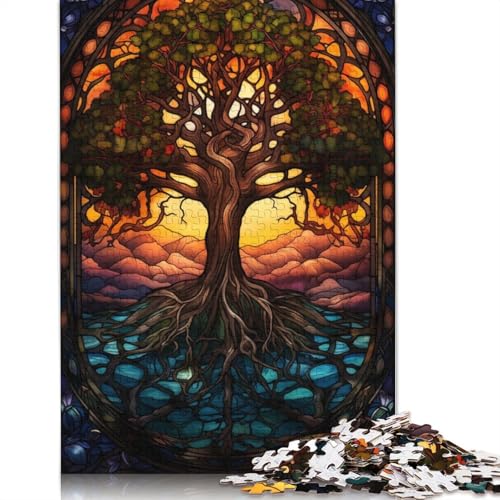 Yggdrasil-Buntglas-Puzzle, rechteckig, Papp-Puzzle, Geschenk für Kinder ab 12 Jahren, 1000 Teile (75 x 50 cm) von LMYmoney
