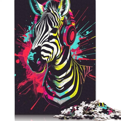 Zebra mit Kopfhörern, Puzzle für Erwachsene, 1000 Teile, Puzzles für Erwachsene und Teenager ab 12 Jahren, 1000 Teile (75 x 50 cm) von LMYmoney