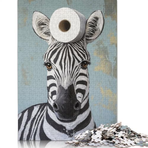 Zebra mit Toilettenpapier-Puzzle, rechteckig, aus Pappe, als Geschenk für Kinder ab 12 Jahren, 1500 Teile (85 x 57 cm) von LMYmoney