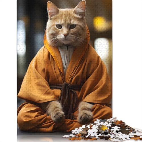 Zen Cat Monk Puzzle 1000 Teile Schwer Puzzle Spielzeug Lernspiel Impossible Herausforderungsspielzeug Für Erwachsene Und Kinder in Bewährter 1000pcs (75x50cm) von LMYmoney