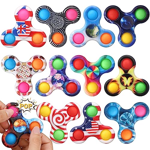 12 Pack Bubble Pop Fidget Spinner Sensorisches Spielzeug Ostereierfüller, Push Popper Squeeze Fidget Spielzeug für Stress Linderung, Geburtstagsgeschenke Party Gefälligkeiten Klassenzimmer Preis von LNCOJOLM