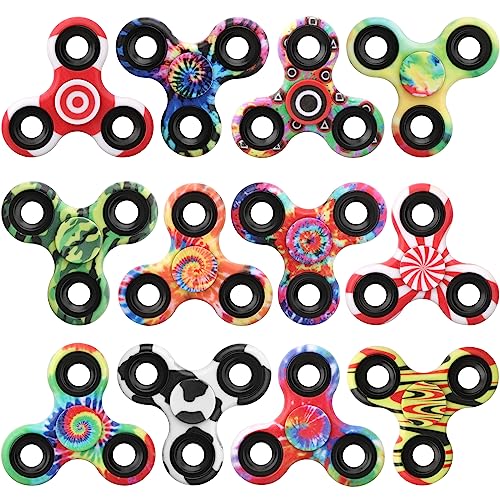 12 Pack Fidget Spinner Bulk für Kind Erwachsene Weihnachtsstrumpf Füller Geschenk, Metall Tri-Spinner Fidget Spielzeug Durable Hand Spinner für Stress Relief, Party Favors Supplies Goodie Bag Stuffers von LNCOJOLM