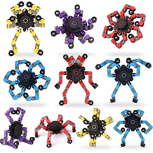 10PCS Roboter Fidget Spinner, DIY Verformbare Fingerspitze Gyro Hand Finger Spinning Schreibtisch Spielzeug, Geburtstag Geschenk Klassenzimmer Preise Party Gunst von LNCOJOLM