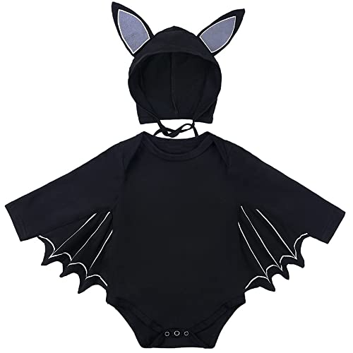 LNL Infant Baby Fledermaus Kostüm Halloween Fledermaus Kostüme Strampler mit Big Ear Hat Unisex 2 Stück 12-18 Monate von LNL