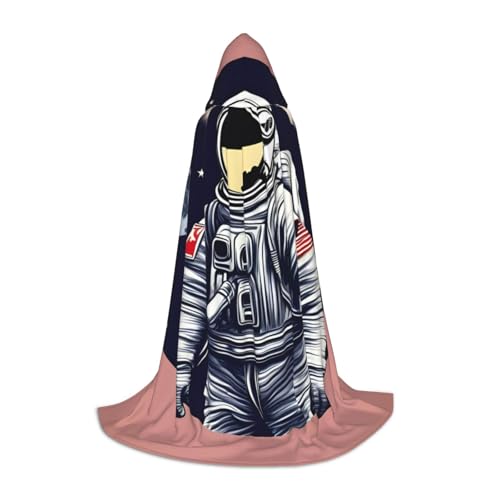 LNNIUK Astronaut auf dem Mond 1 Druck Mittelalter Kapuzenumhang Halloween Renaissance Kostüm Wikinger Stil Ranger Uni Umhang von LNNIUK