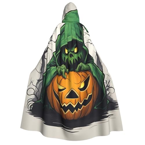 LNNIUK Grüner Geist Horror Halloween Kürbis 1 Druck Zauberer Kapuzenmantel Umhang für Frauen Halloween Hexe Vampir Zauberer Rabe von LNNIUK