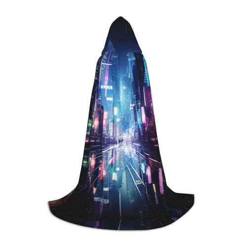 LNNIUK Hacker-Ära Druck Mittelalter Kapuzenumhang Halloween Renaissance Kostüm Wikinger Stil Ranger Uni Umhang von LNNIUK