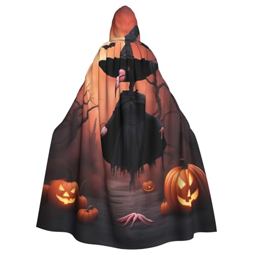 LNNIUK Halloween Flamingo Hexenhut Druck Kapuze Robe Umhang Langer Umhang Cosplay Kostüm Halloween Hexe Cosplay Robe für Männer Frauen von LNNIUK