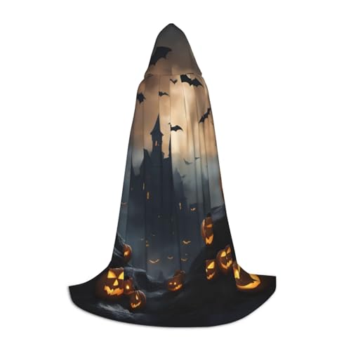 LNNIUK Halloween Fliegende Fledermäuse 3 Druck Mittelalter Kapuzenumhang Halloween Renaissance Kostüm Wikinger Stil Ranger Uni Umhang von LNNIUK