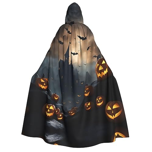 LNNIUK Halloween Fliegende Fledermäuse 3 Druck Zauberer Kapuzenmantel Kapuzenumhang Umhang für Frauen Halloween Hexe Vampir Zauberer Rabe von LNNIUK