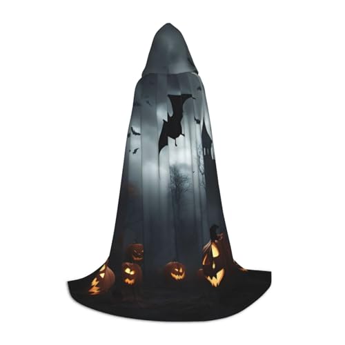 LNNIUK Halloween Fliegende Fledermäuse 4 Druck Mittelalter Kapuzenumhang Halloween Renaissance Kostüm Wikinger Stil Ranger Uni Umhang von LNNIUK