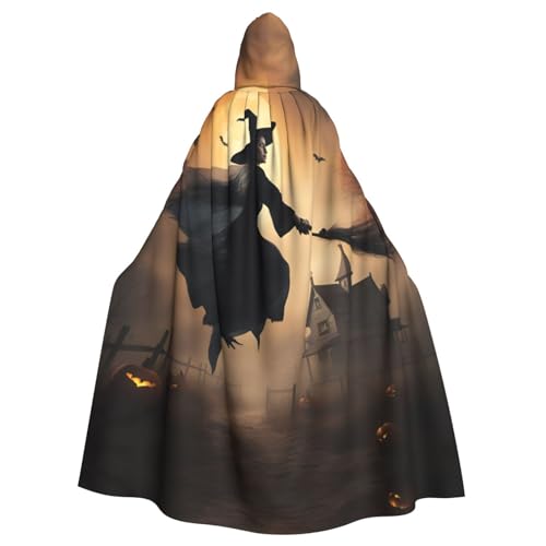 LNNIUK Halloween Hexe fliegend 2 Druck Kapuzenmantel Umhang Langer Umhang Cosplay Kostüm Halloween Hexe Cosplay Robe für Männer Frauen von LNNIUK