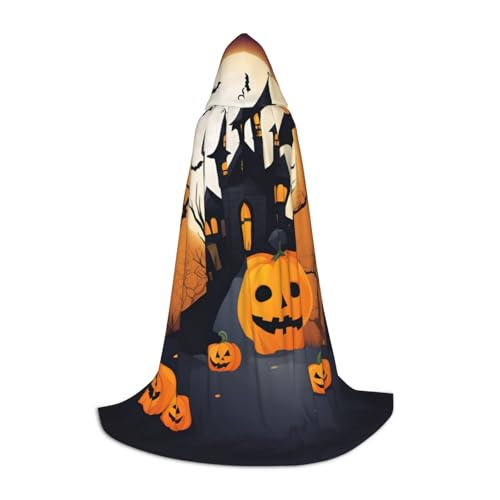 LNNIUK Happy-halloween-vector 1 Druck Mittelalter Kapuzenumhang Halloween Renaissance Kostüm Wikinger Stil Ranger Uni Umhang von LNNIUK