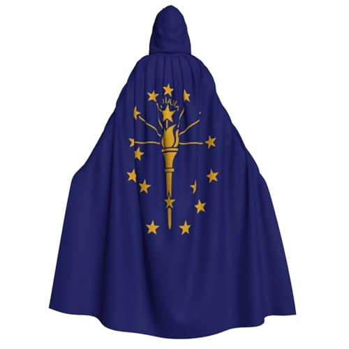 LNNIUK Indiana State Flag Print Wizard Hooded Robe Hooded Cape Cloak for Women Halloween Witch Vampire Wizard Raven von LNNIUK